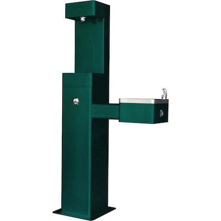 Global Industrial Outdoor Bottle Filling Station & Drinking Fountain, Green Powder Coat 761216GN